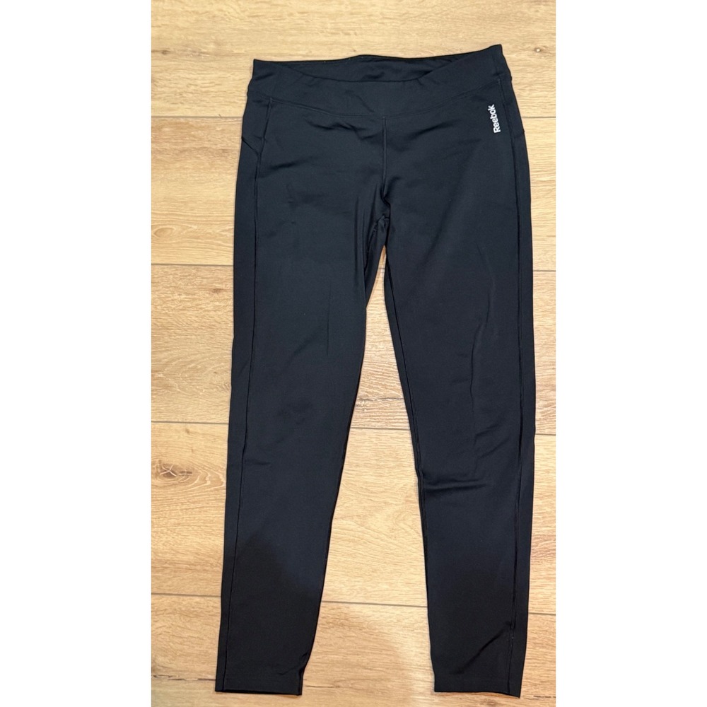Reebok PlayWarm Black Athletic Leggings Womens Performance Training